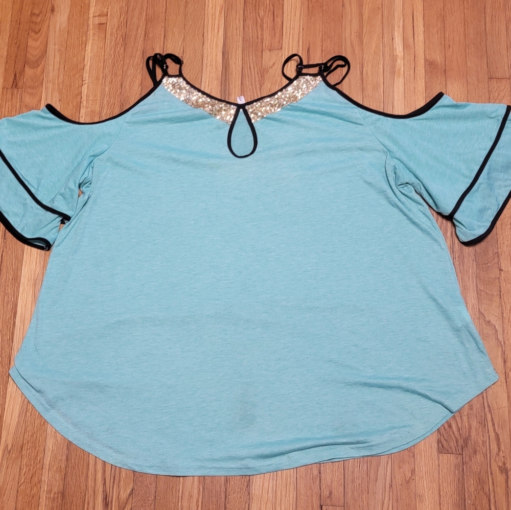 Plus size 4x Rosegal teal and gold top